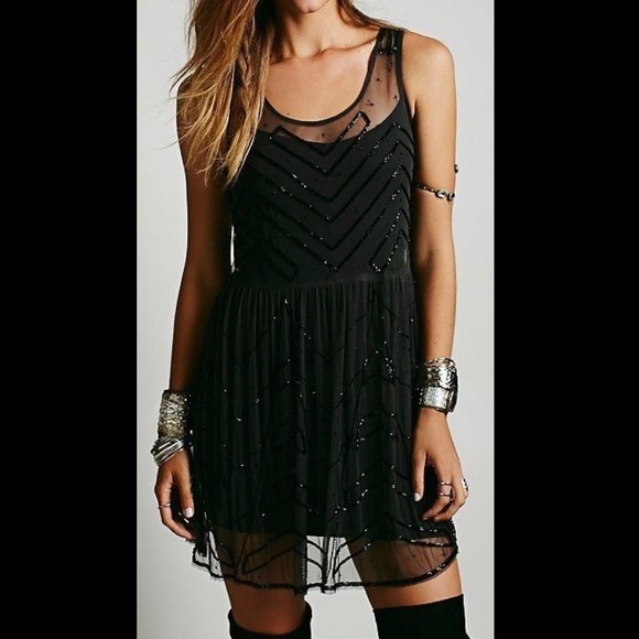 Free People Sheer Embellished Dress- XS - Picture 5 of 5